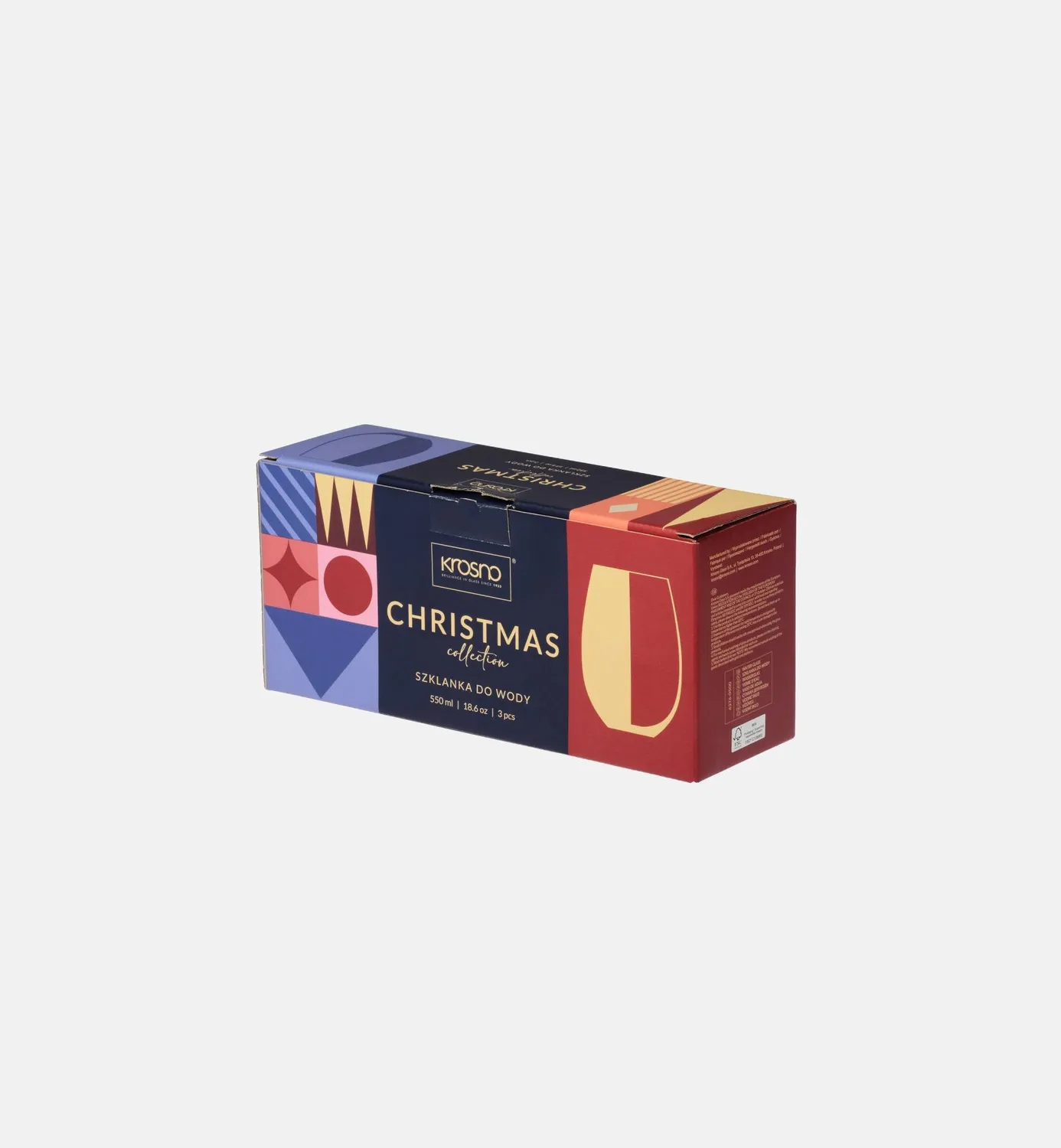 Krosno Christmas Collection vandglas 550 ml 3 stk juletræer