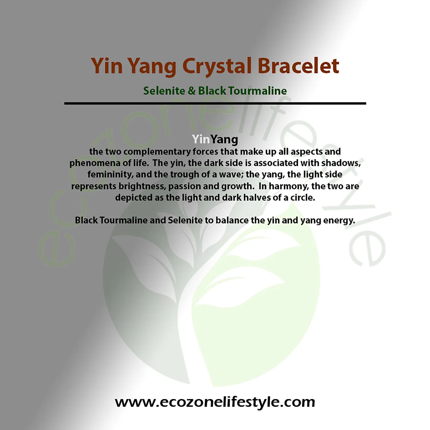 El'Cobre Yin Yang armbånd krystal sort hvid elastik