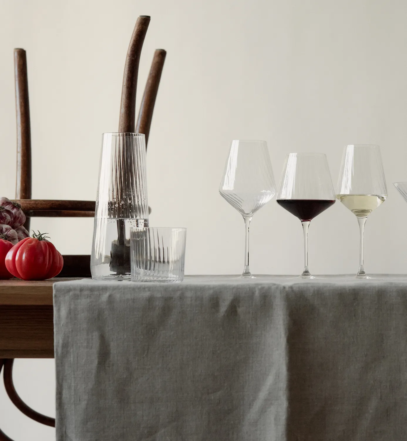 Krosno Lumi karaffelsæt glas 5 dele ribbet krystal