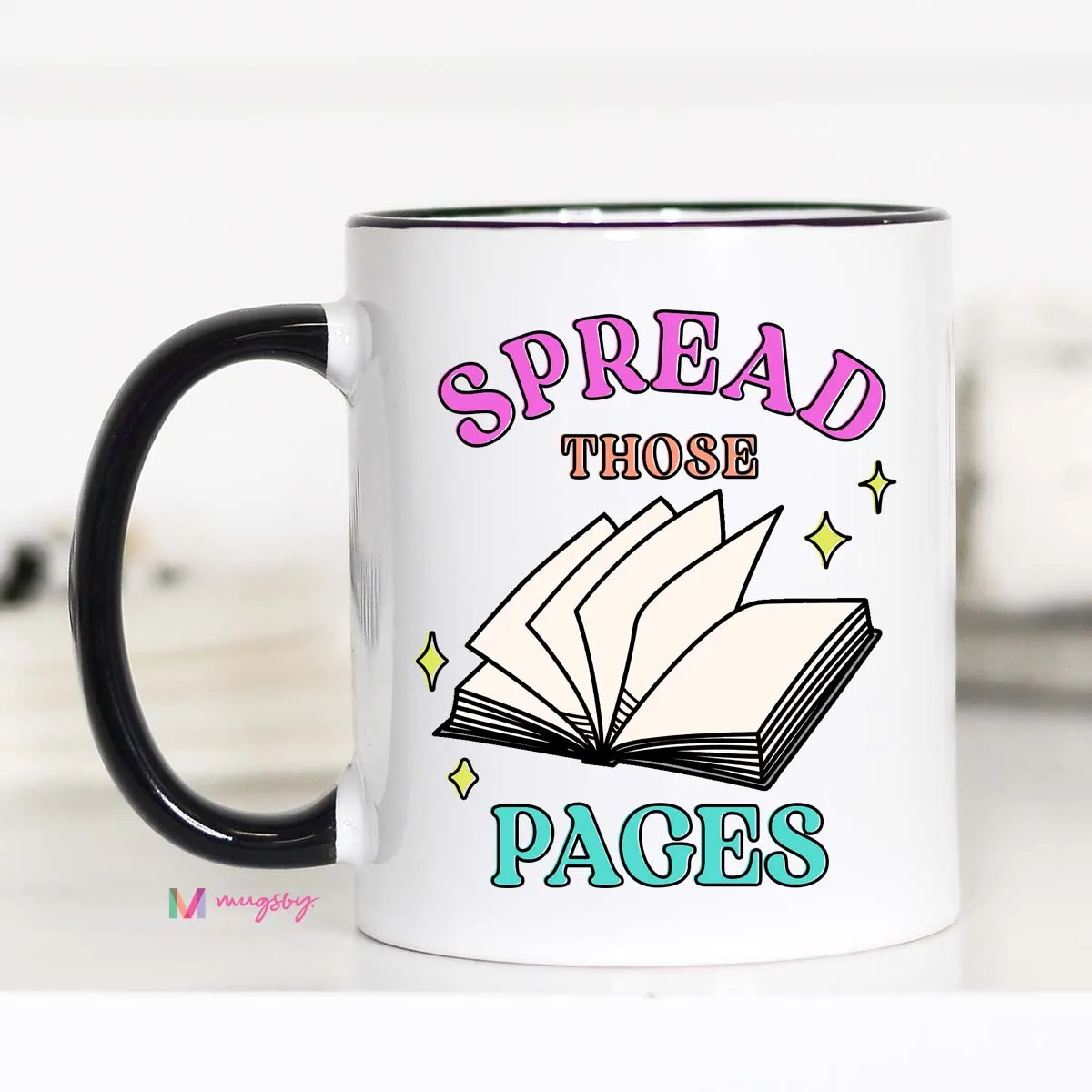 Mugsby Spread Those Pages kop 11 oz hvid til læsning