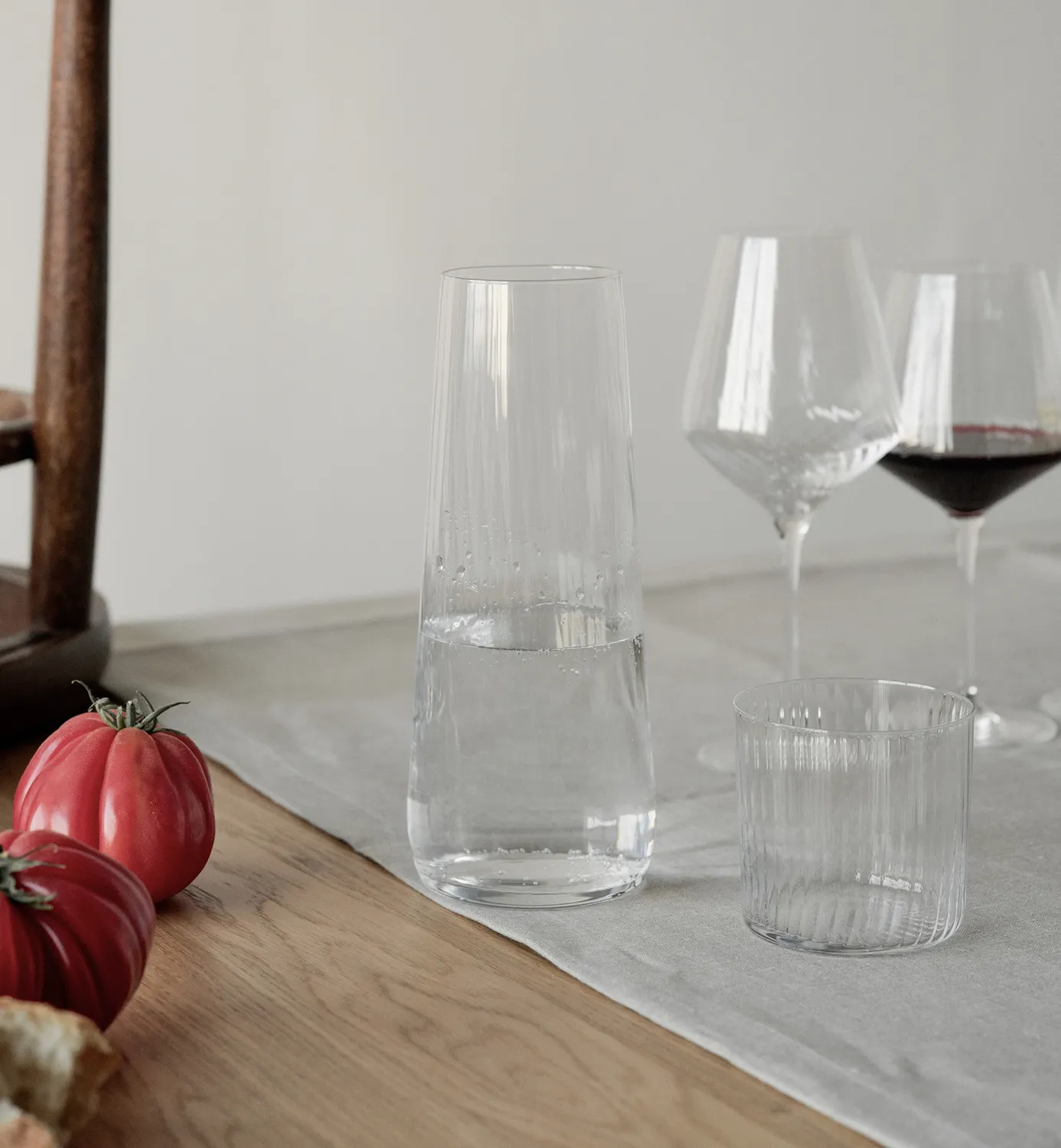 Krosno Lumi karaffelsæt glas 5 dele ribbet krystal