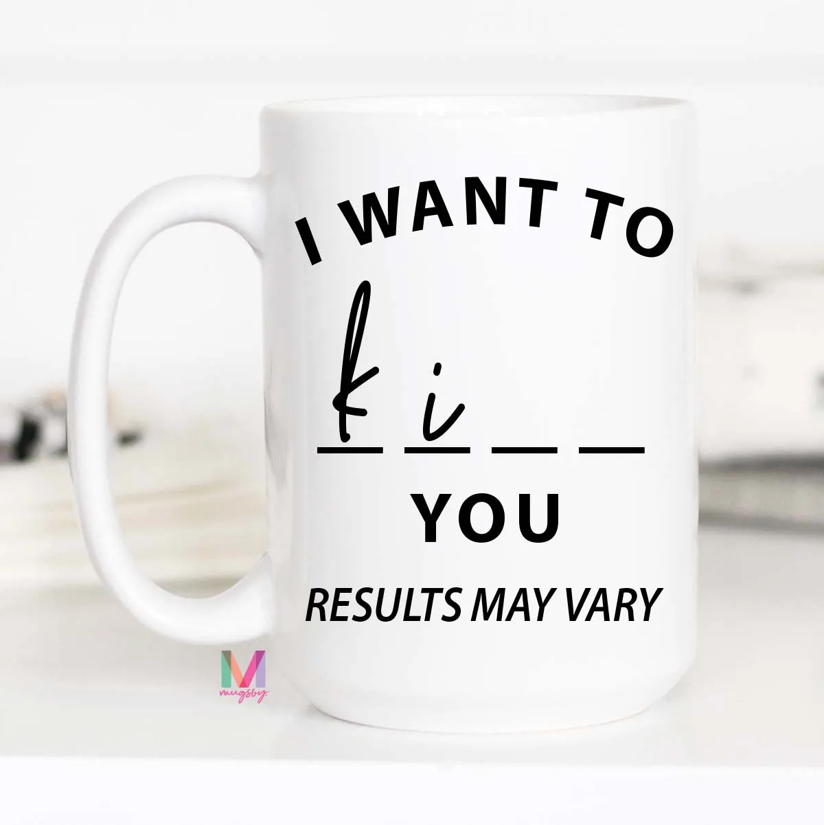 Mugsby Results May Vary kop hvid 325 ml keramik sjov