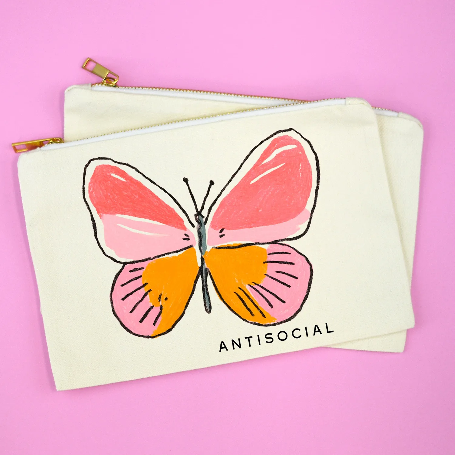 Mugsby Antisocial makeup taske bomuld sommerfugl