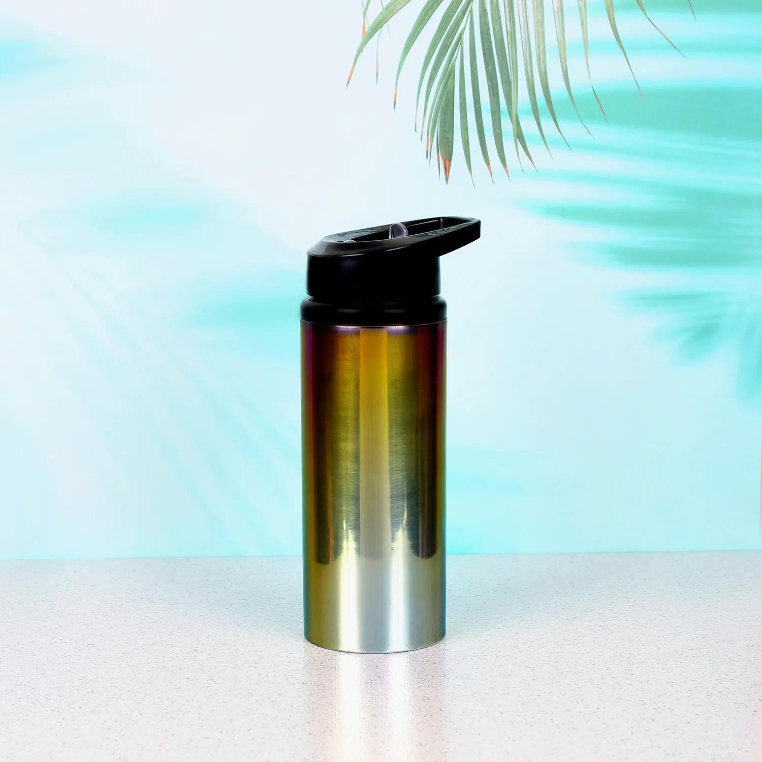 El'Cobre Premium Rainbow Sipper kobberflaske 500 ml regnbue