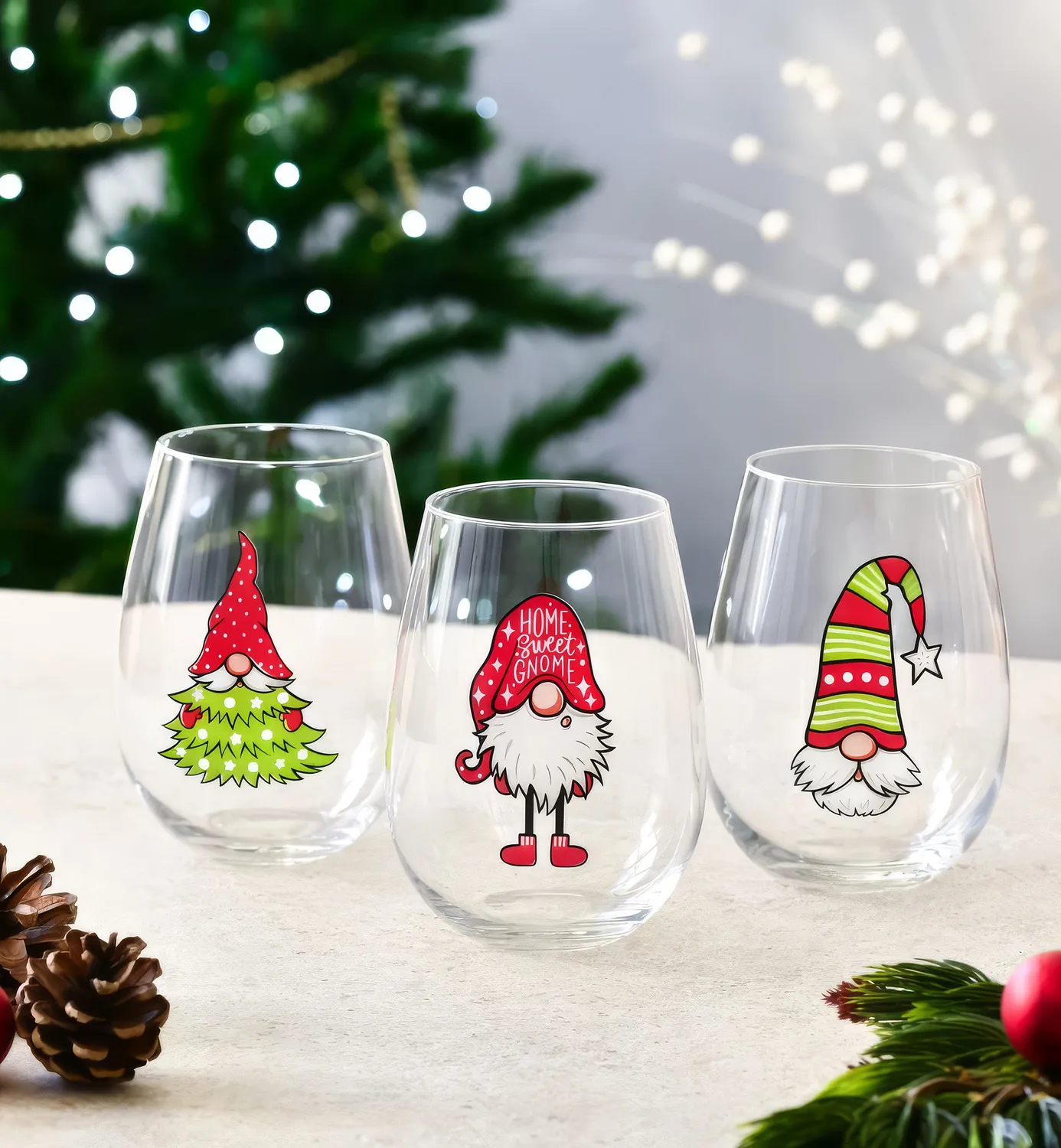 Krosno God Jul drikkeglas 500 ml 3 stk med nisser