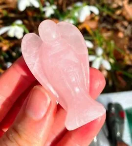 El'Cobre Rosenkvarts skytsengel krystalfigur 3,5 cm