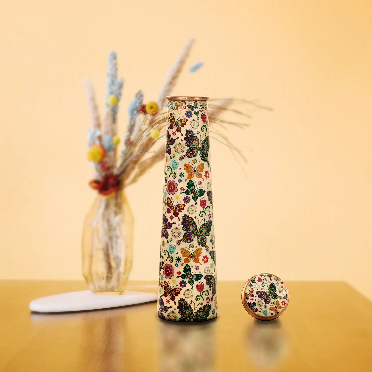 El'Cobre Tower kobberflaske 850ml Floral Butterflies