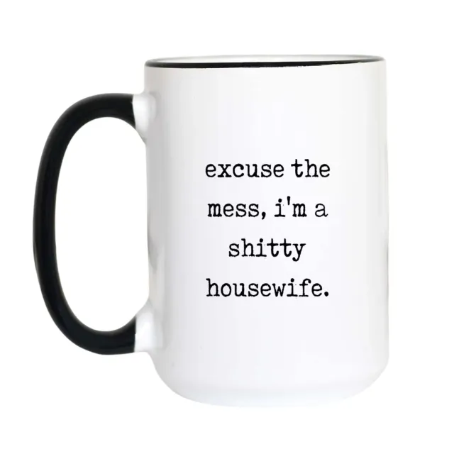Mugsby Excuse The Mess kaffekrus 325 ml hvid sjov