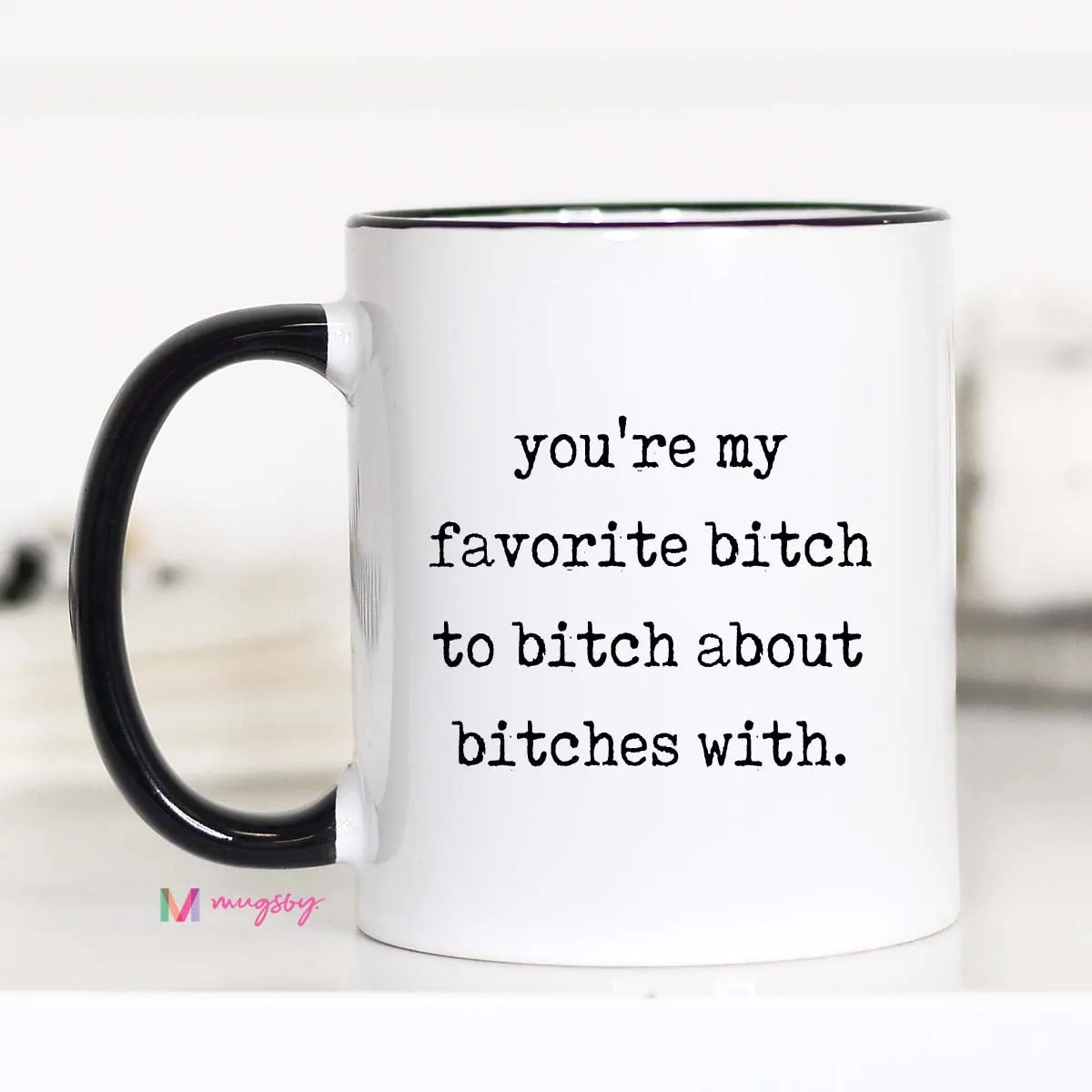 Mugsby Best Friend krus 325 ml hvid typewriter