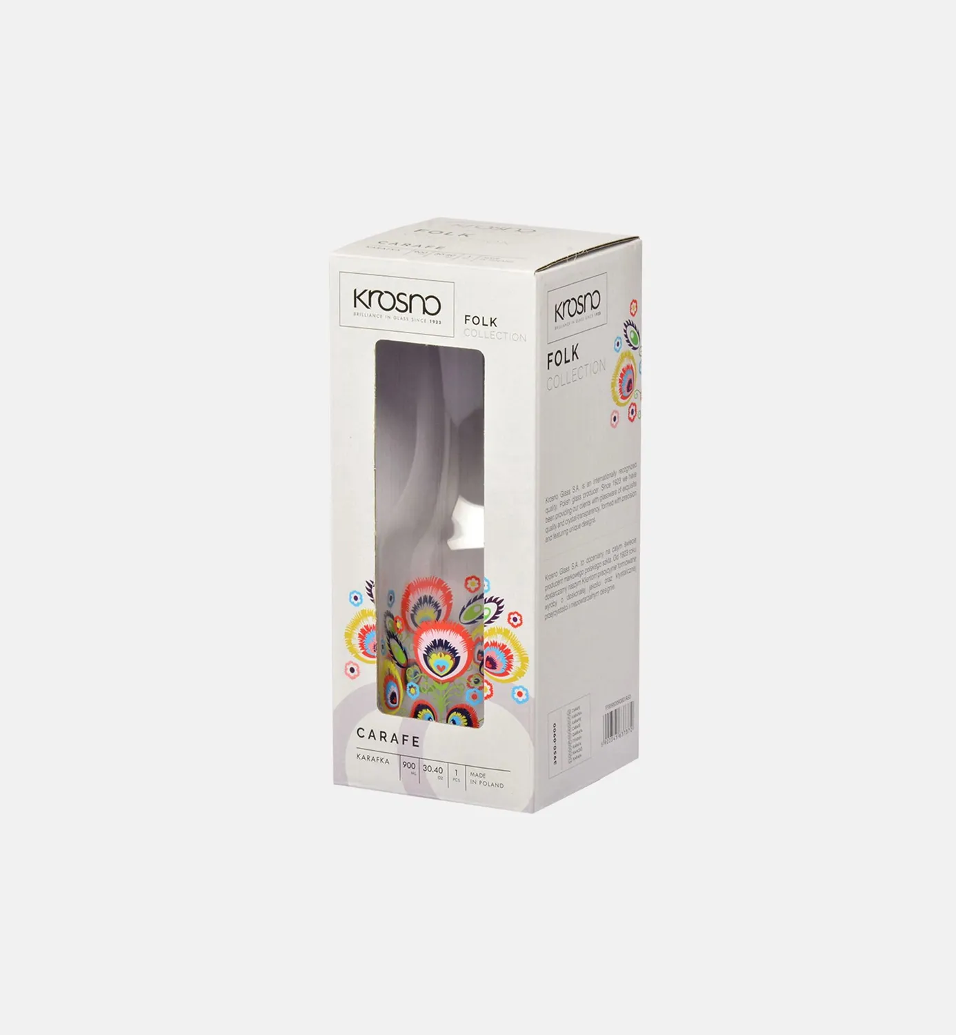 Krosno Folk karaffel 900 ml glas med mønster