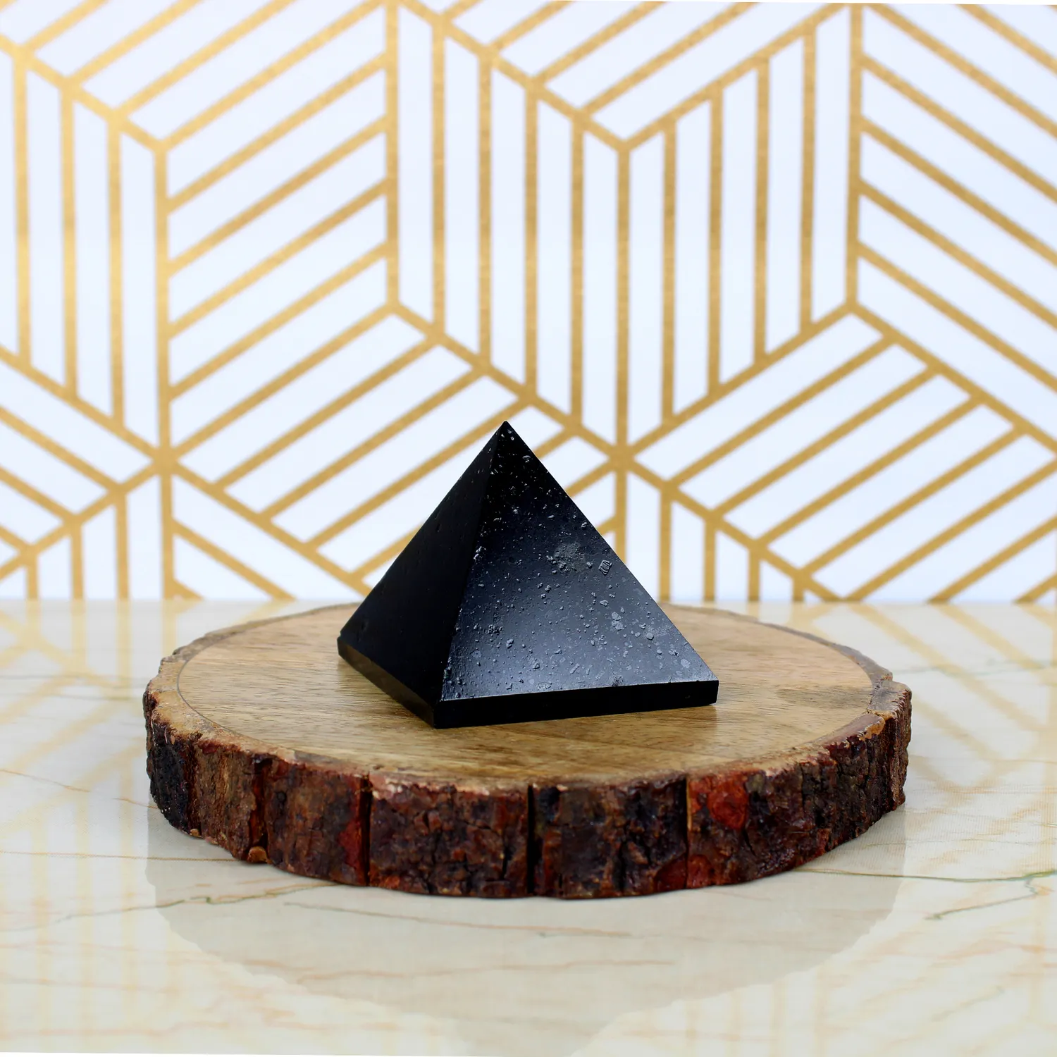 El'Cobre Black Agate krystal pyramide sort agat