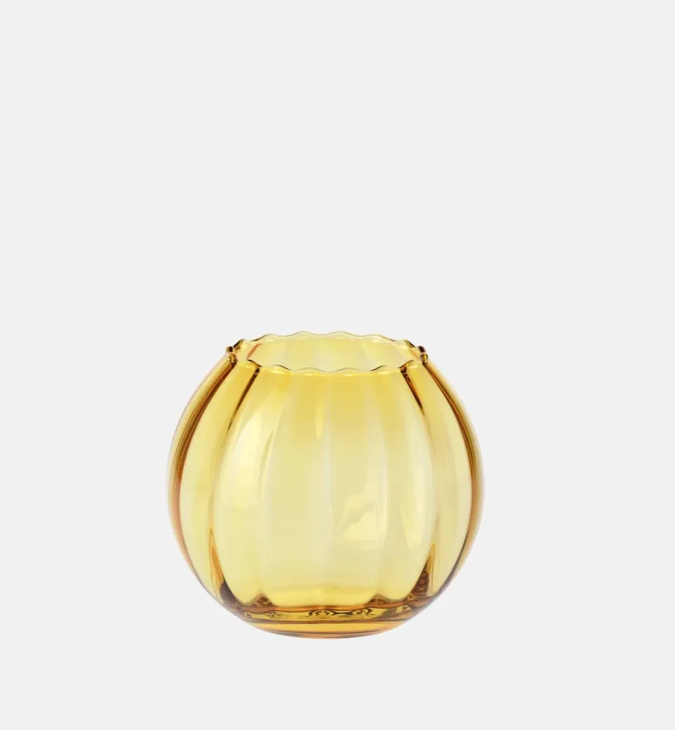 Krosno vase rav 15,5 cm riflet honninggul