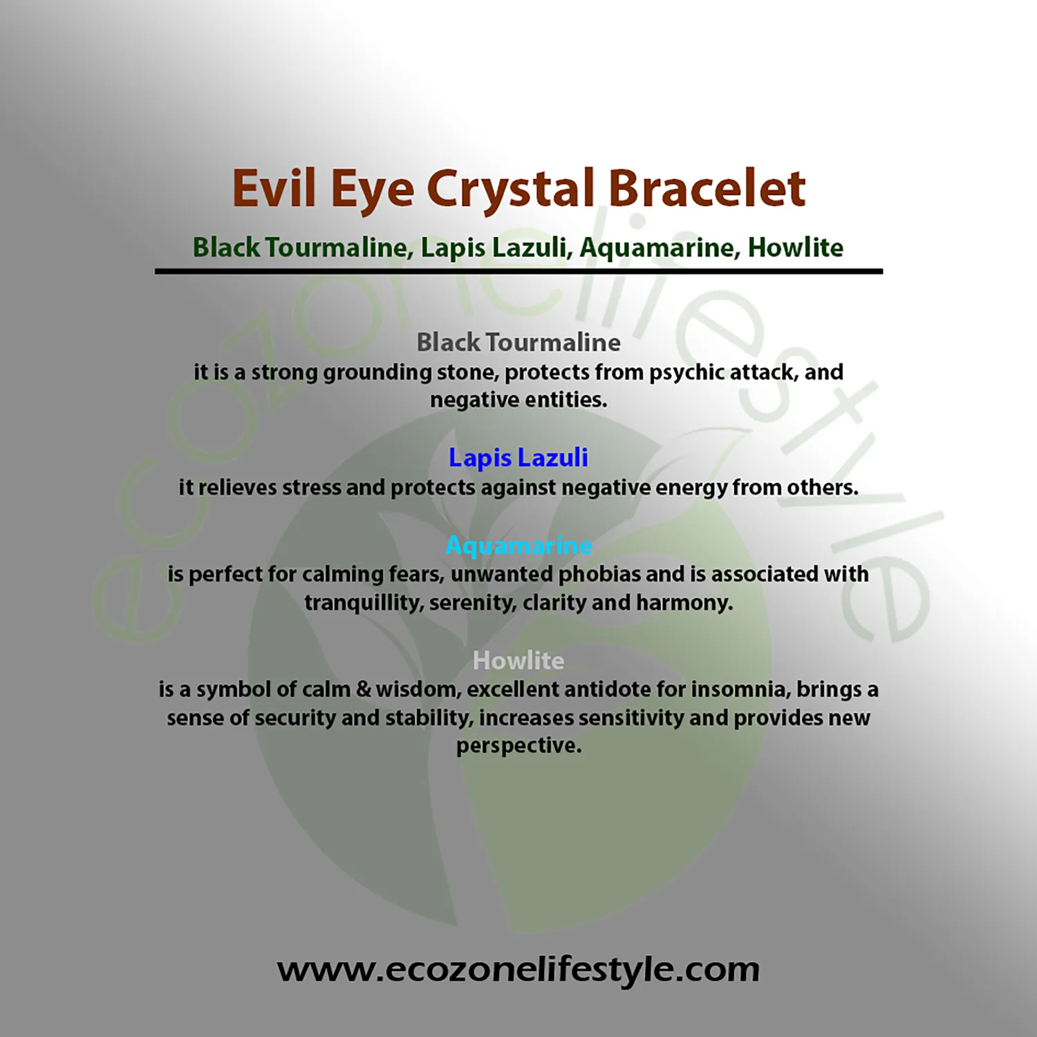 Power Bracelet evil eye krystalarmbånd 8mm