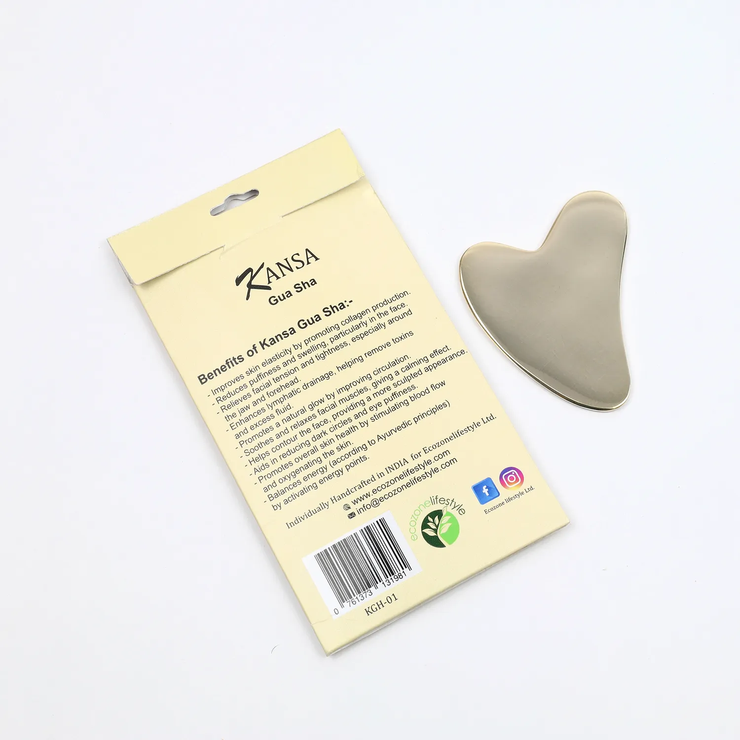 El'Cobre Deluxe Kansa Gua Sha hjerte ansigtsskraber bronze