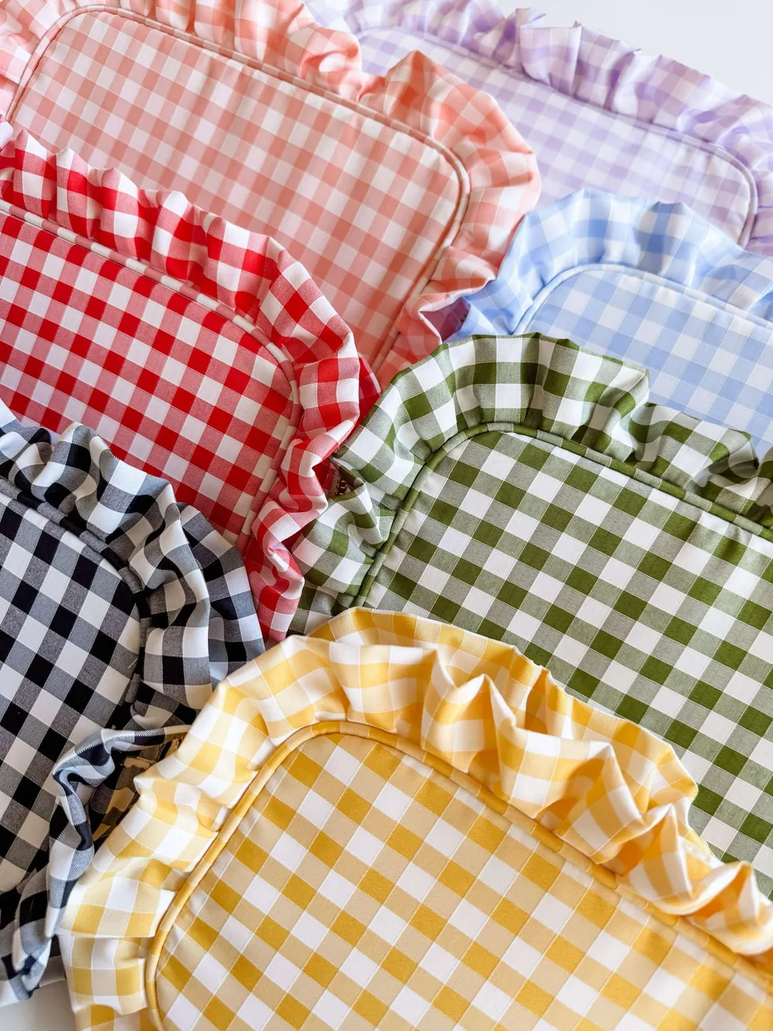 Mugsby Gingham Frilly kosmetiktaske ternet gul lynlås