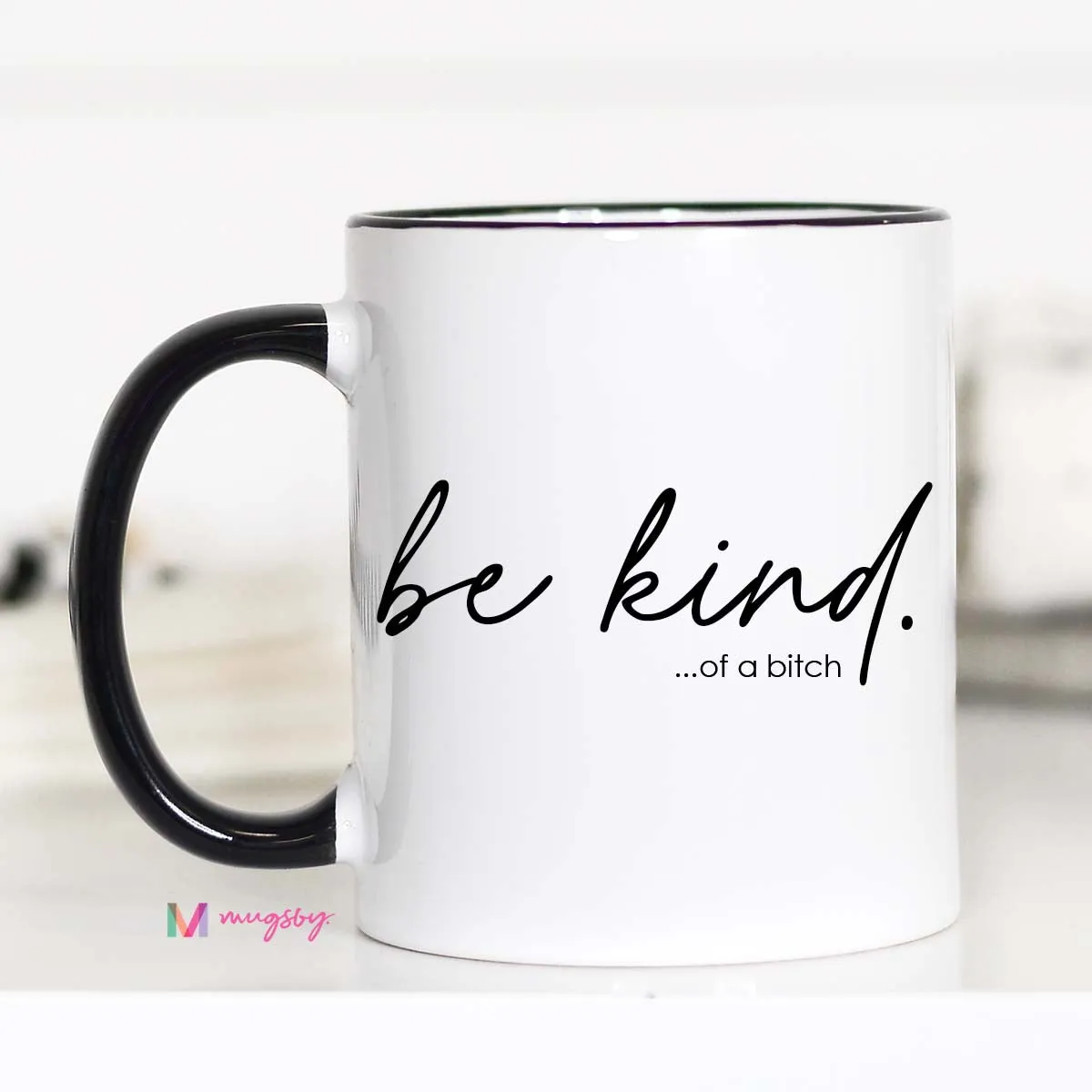 Mugsby Be Kind hvidt keramik krus 11 oz 325 ml