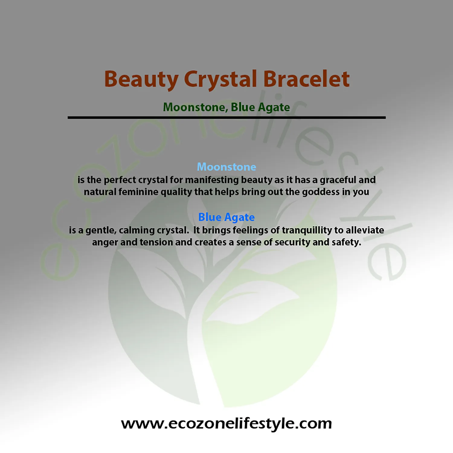 El'Cobre Beauty Crystal armbånd 8mm månesten blå agat