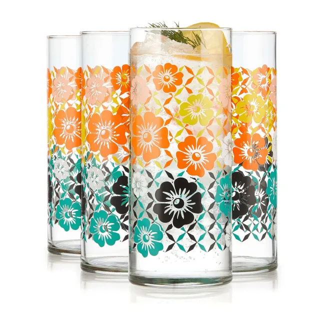 Libbey Vintage Flower Power coolerglas 4 stk 473 ml