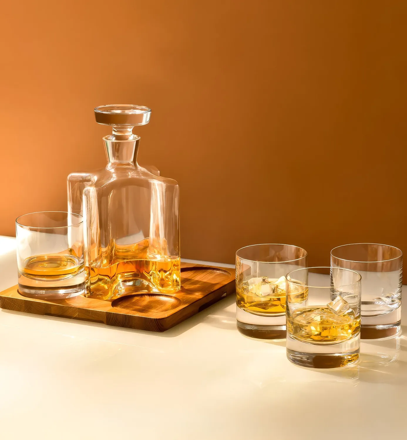 Krosno Sterling Oak whiskysæt 5 dele egetræ