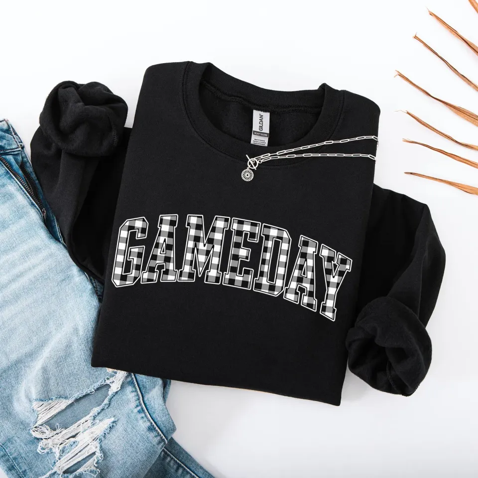 Mugsby Gingham Gameday sweatshirt sort M bomuld