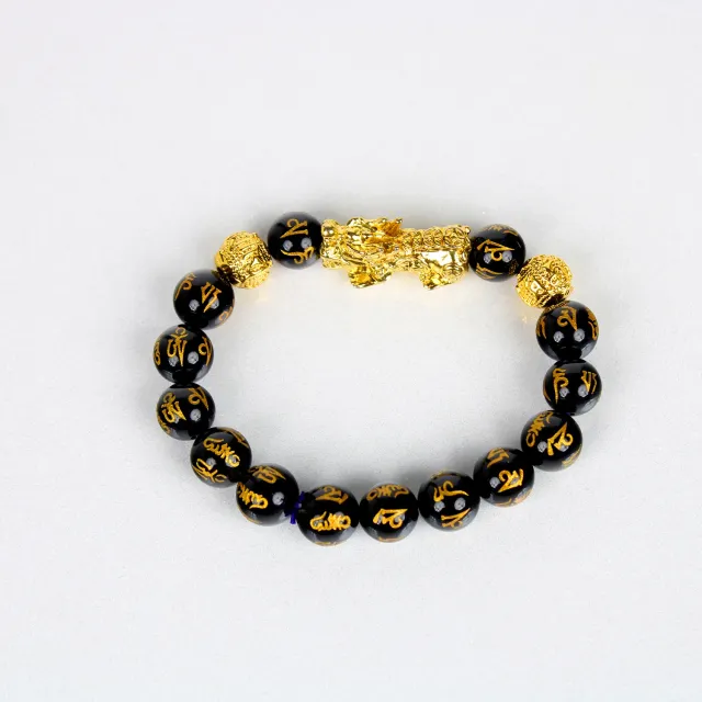 El'Cobre Abundance Pixiu armbånd elastik obsidian 8 mm