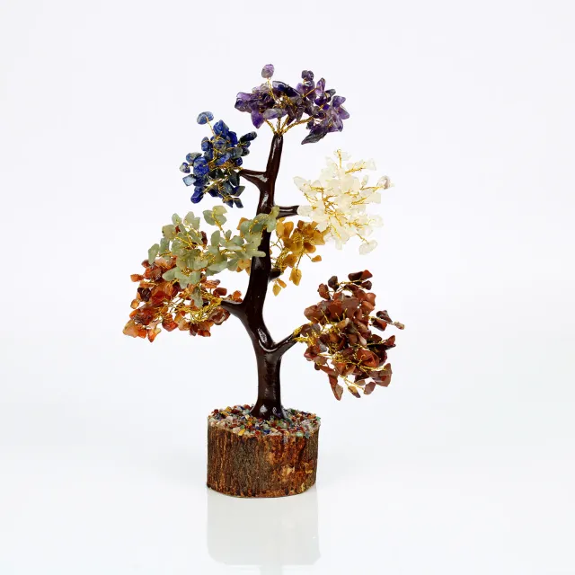 El'Cobre 7 Chakra Crystal Tree krystaltræ 500 perler træfod