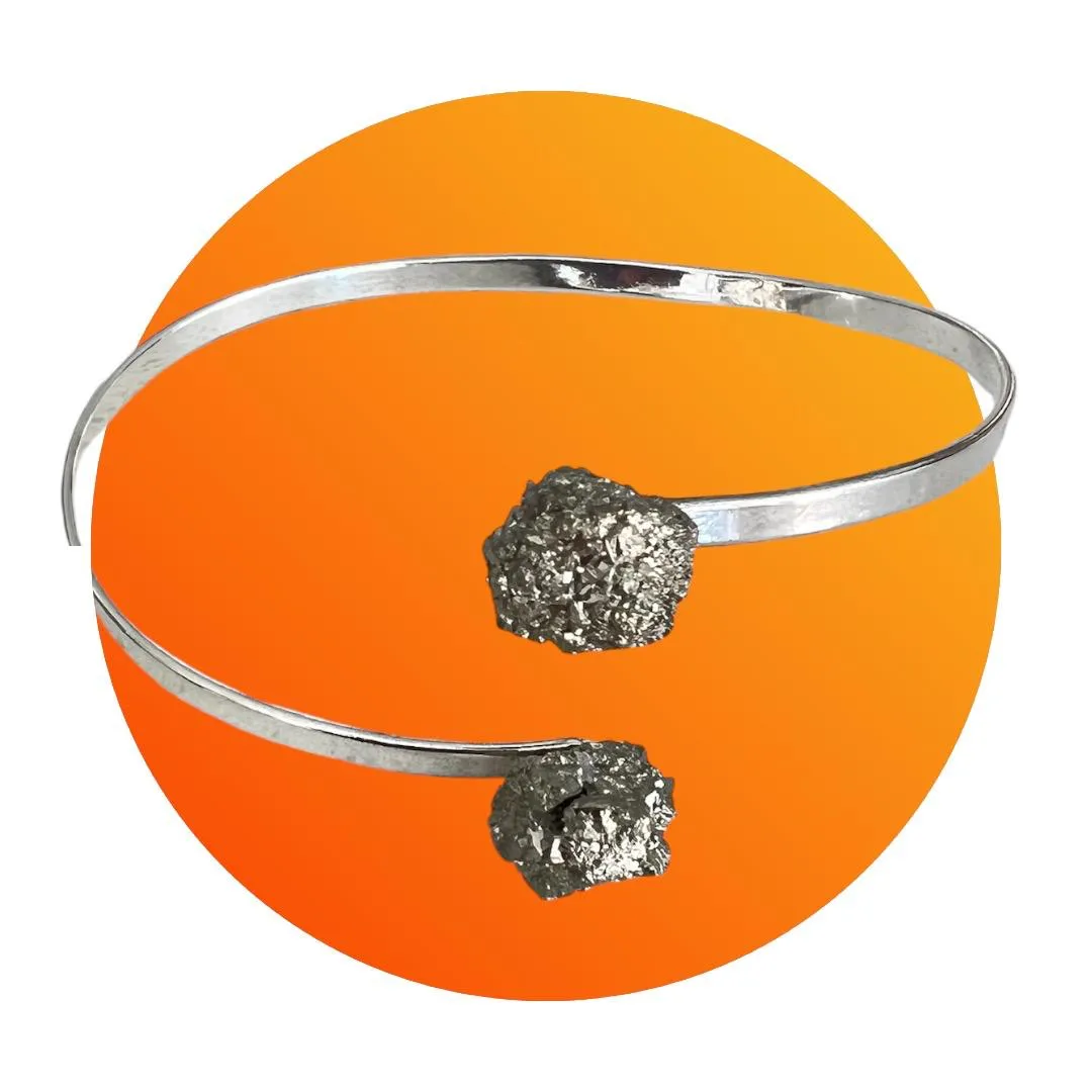 El'Cobre Dual Stone pyritarmbånd forsølvet 2 sten