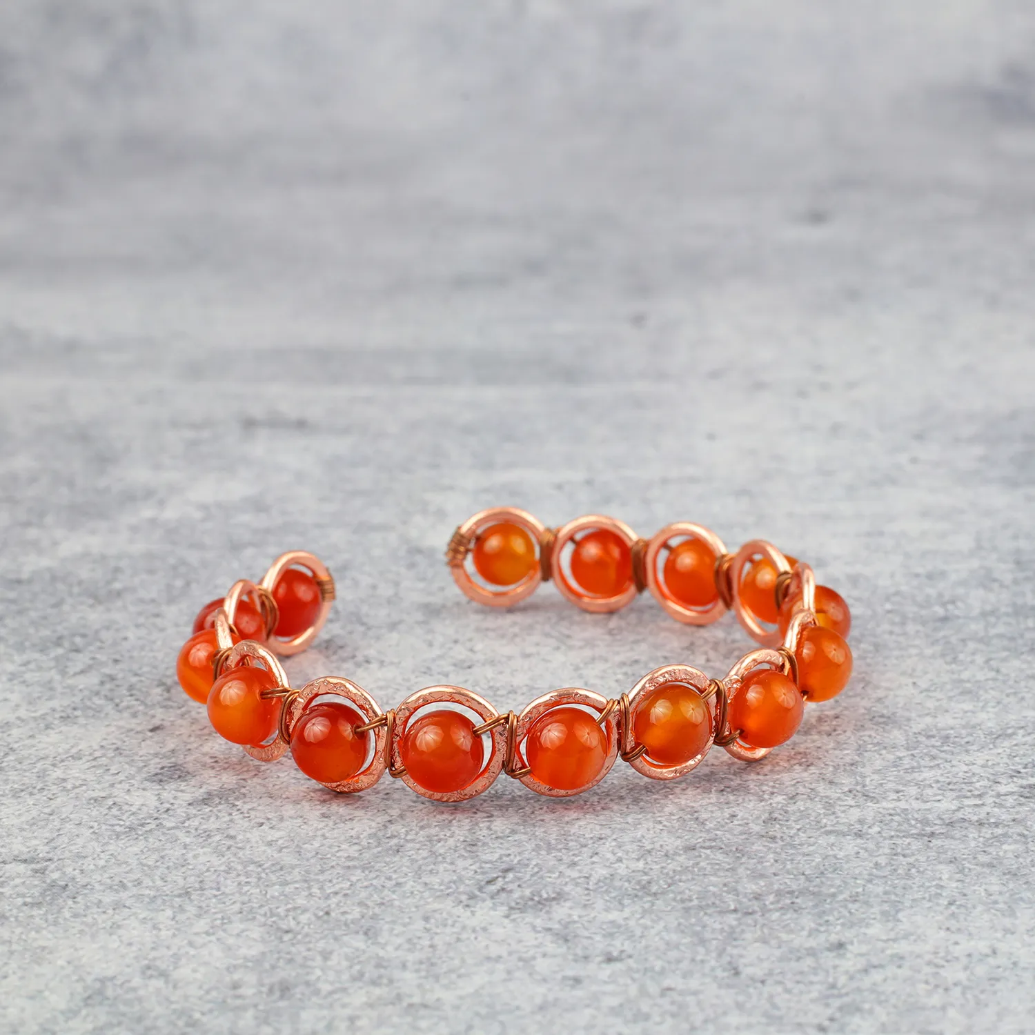 El'Cobre Carnelian kobberarmbånd med karneol åbent