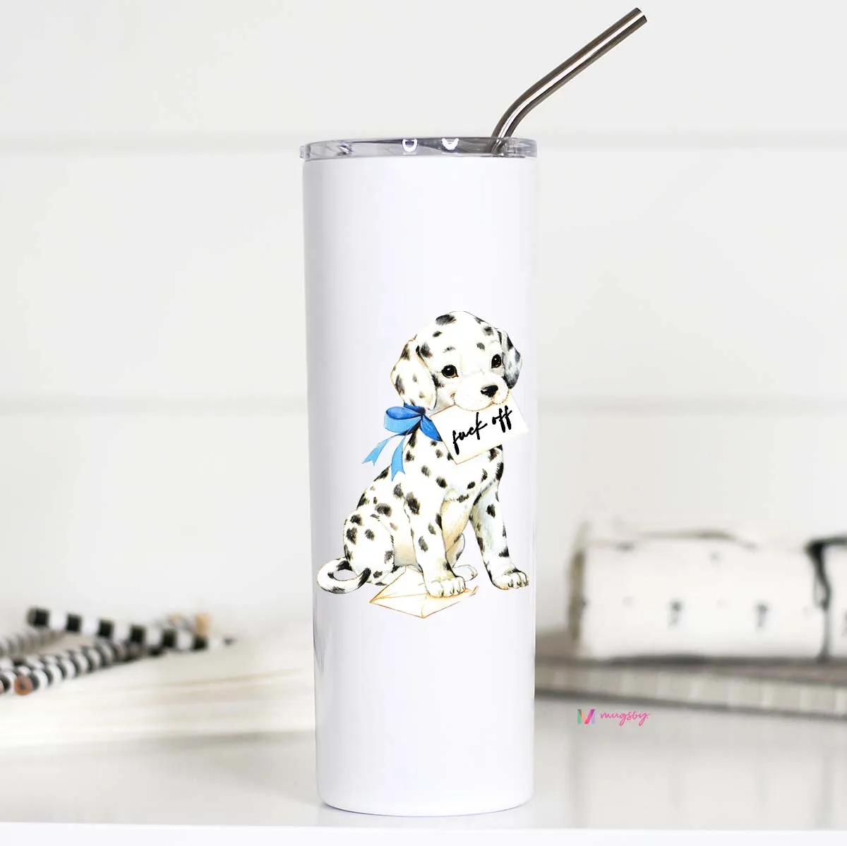 Mugsby Dalmatian to-go kop 591 ml med sugerør