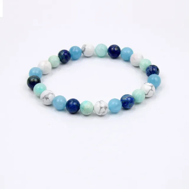 Power Bracelet Thyroid Gland krystalarmbånd 8 mm blå sten