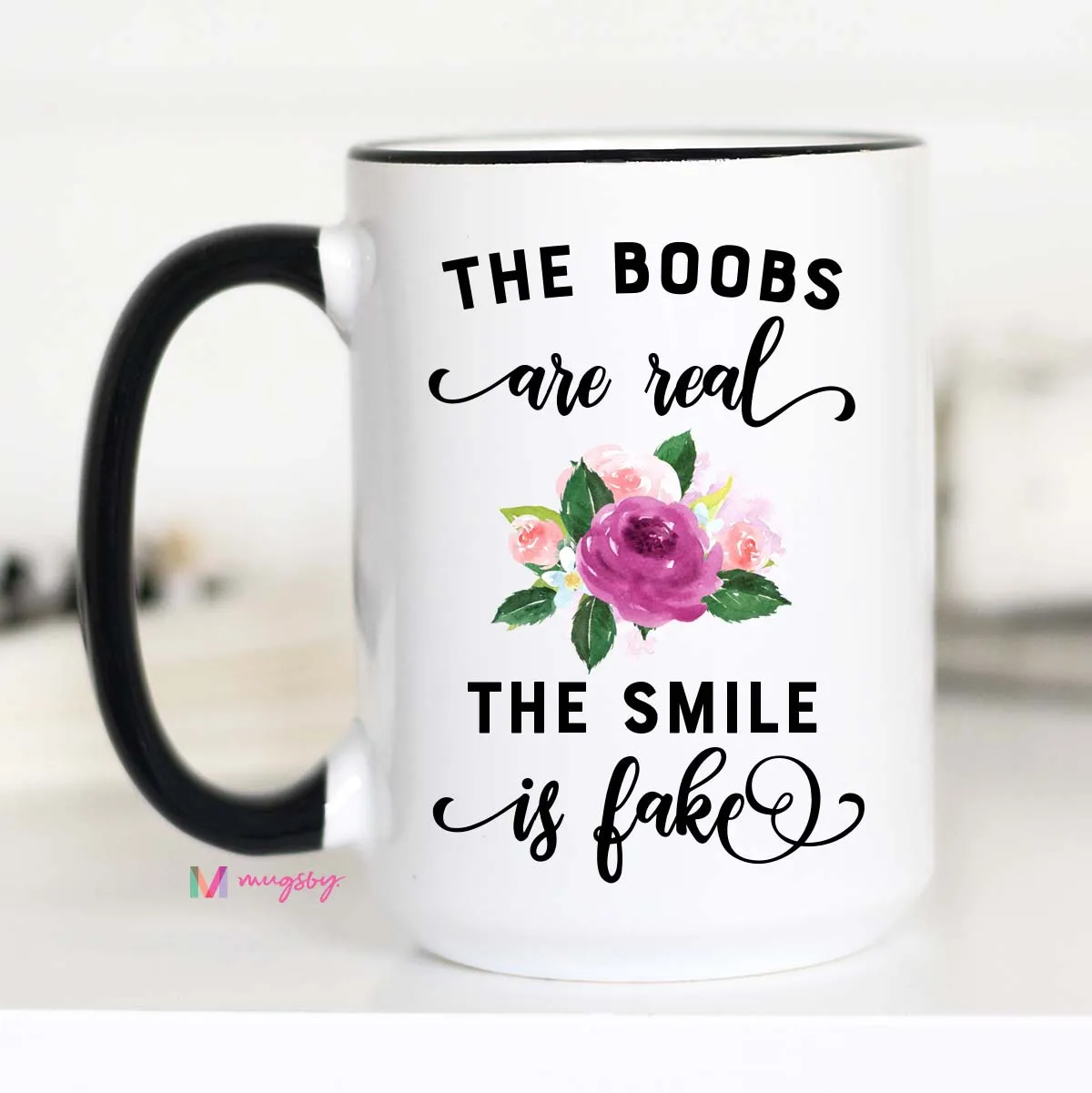 Mugsby The Boobs Are Real krus 325 ml hvid keramik