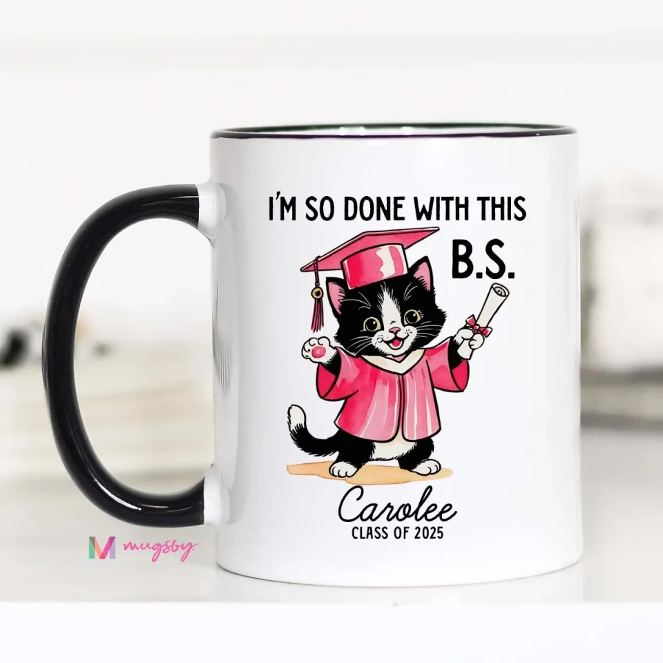 Mugsby Done With This B.S. Graduation krus 325 ml hvid keramik