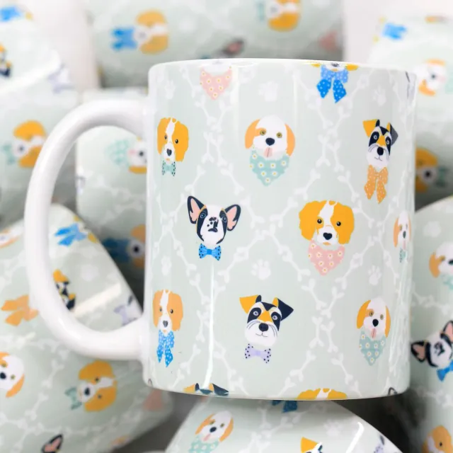 Mugsby Dog Faces Full Wrap kop keramik hunde