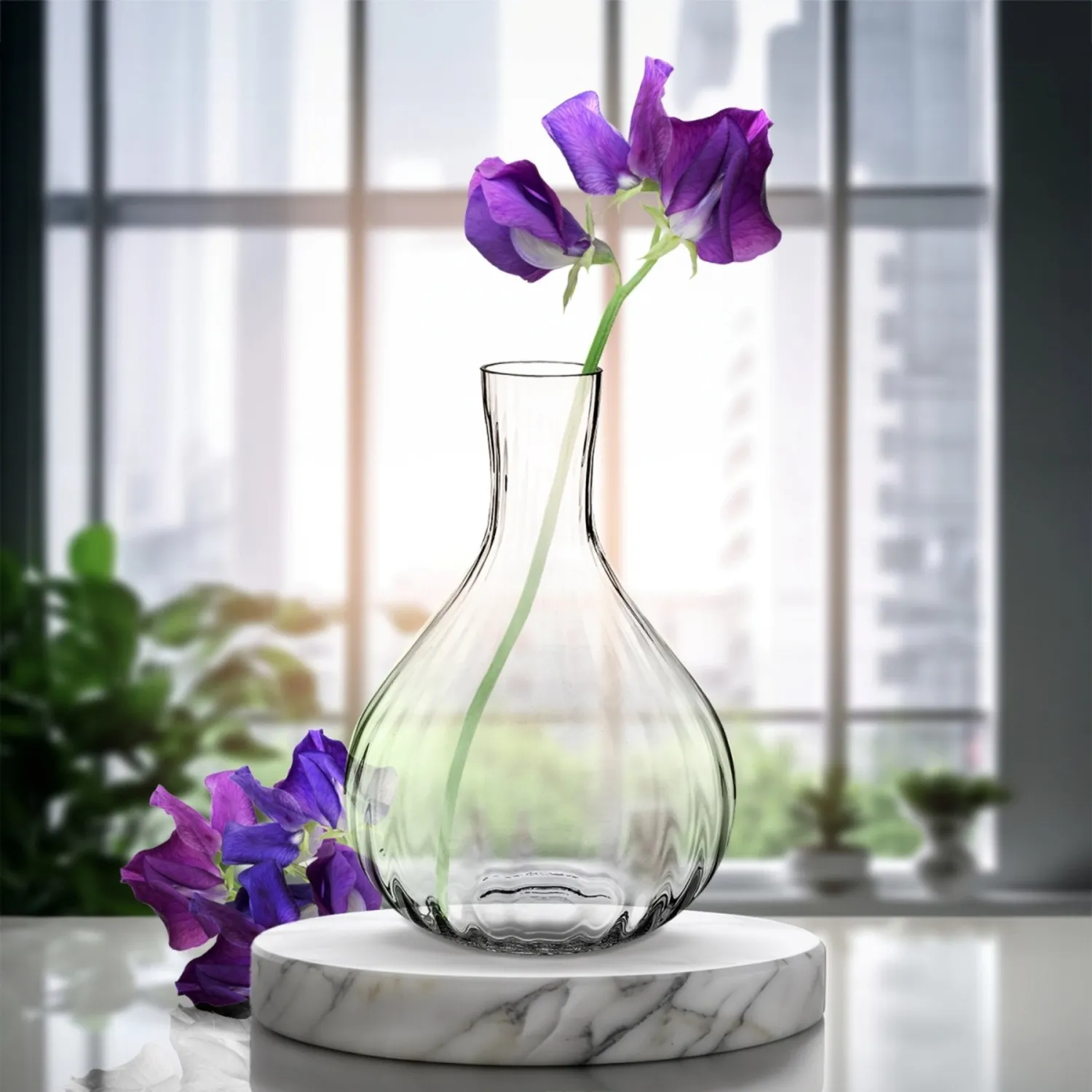 Krosno riflet flaskevase 47 cm klart glas