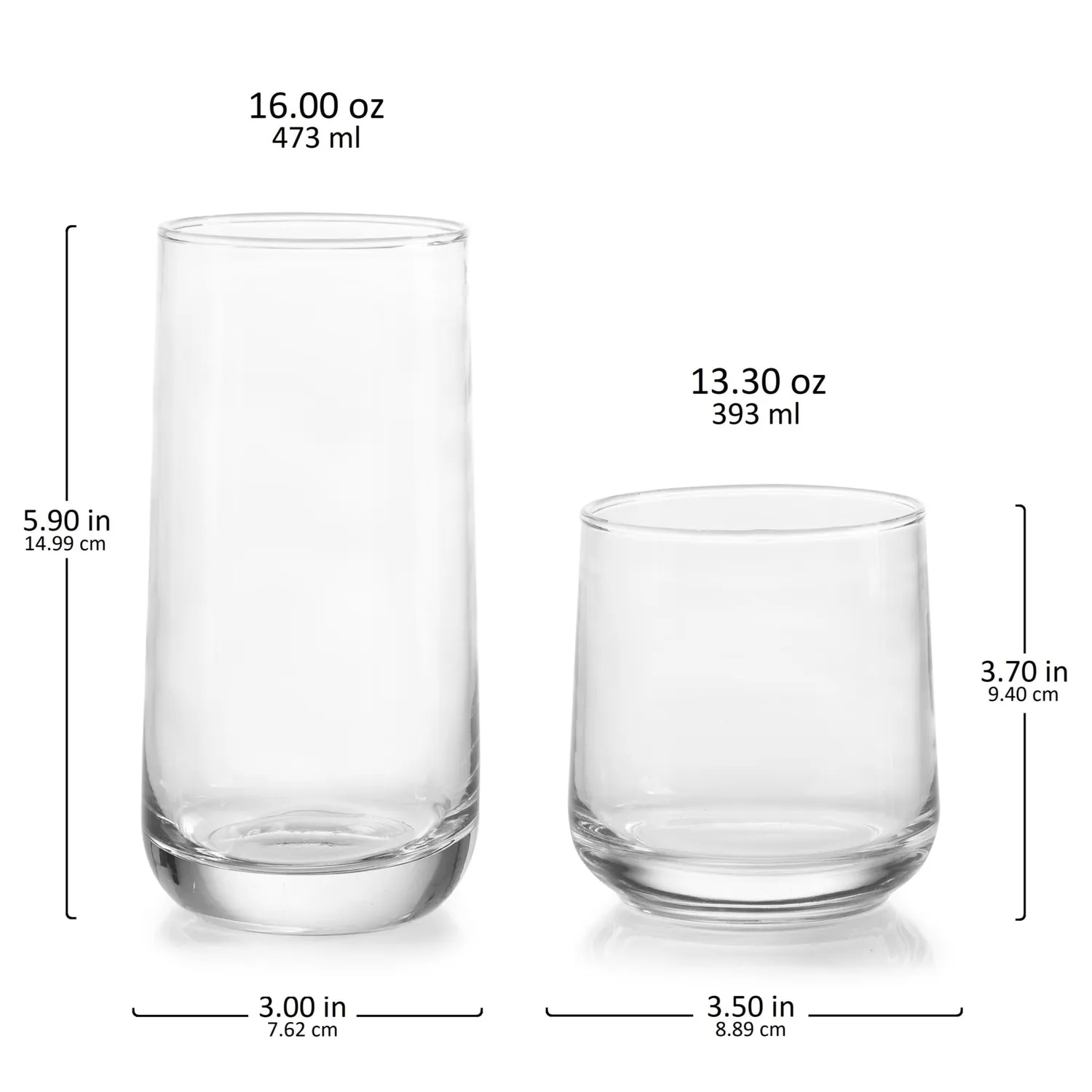 Libbey Ascent glassæt 16 stk 473 ml + 393 ml klart glas