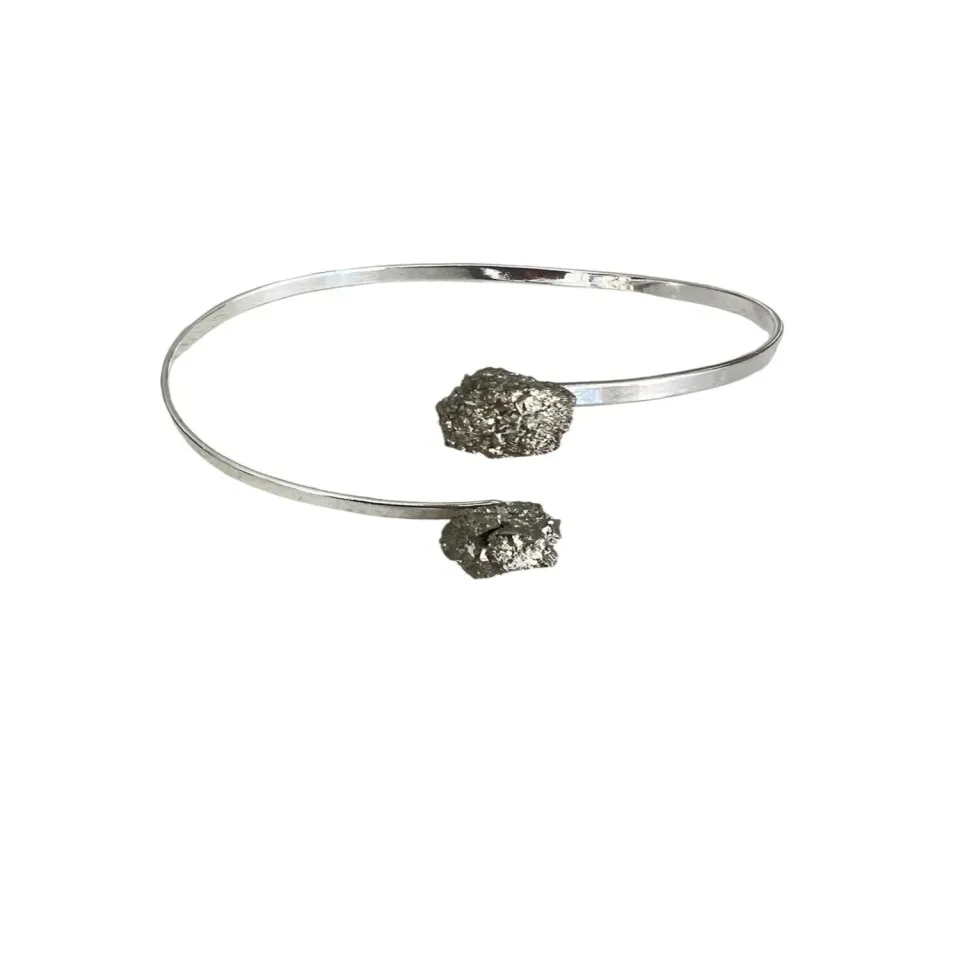 El'Cobre Dual Stone pyritarmbånd forsølvet 2 sten
