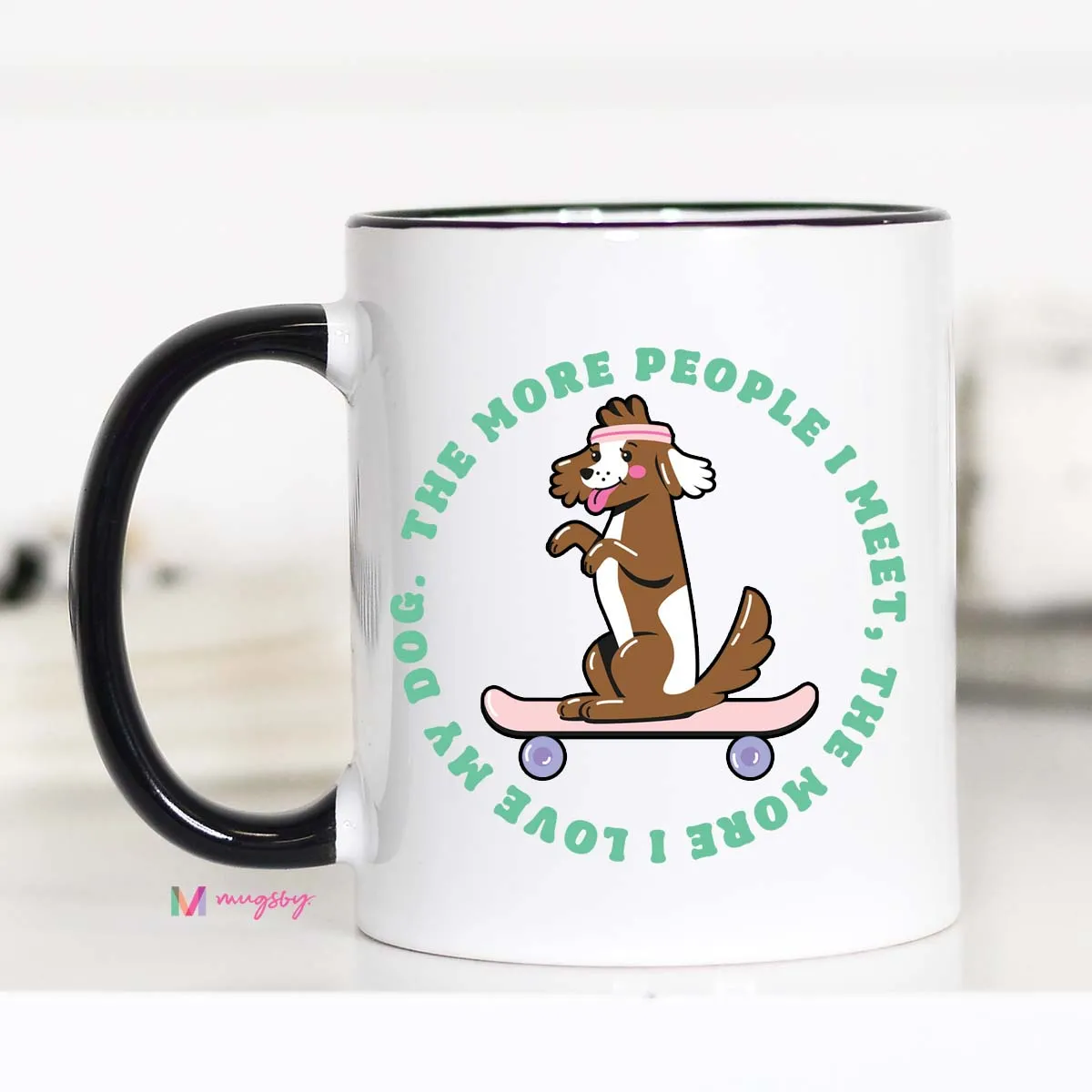Mugsby Dog krus 325 ml hvid hundeelsker tekst