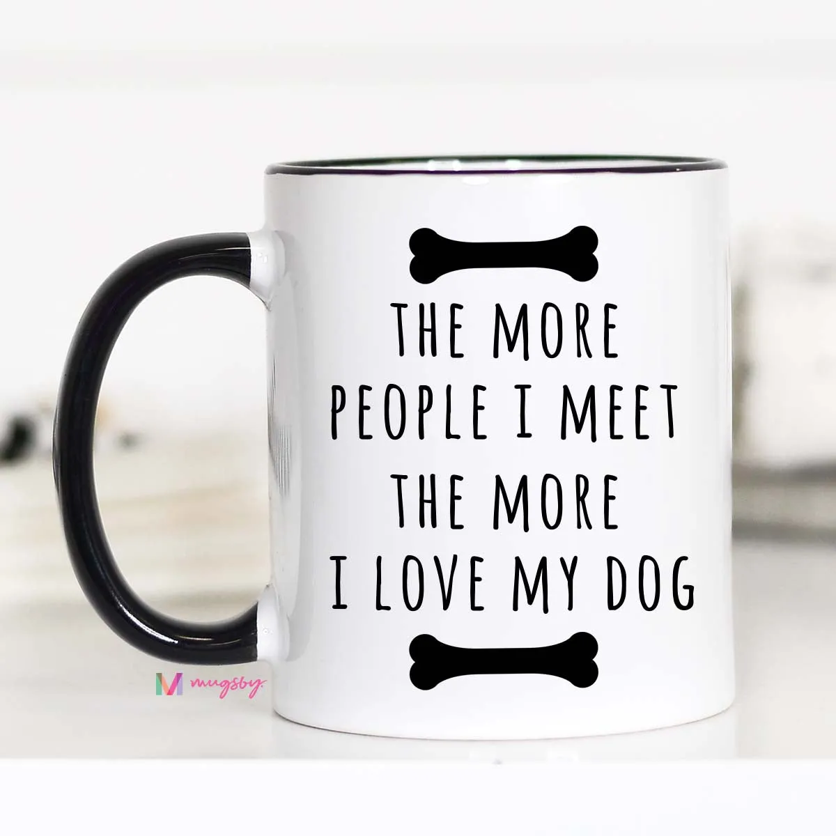 Mugsby Love My Dog krus 325 ml hvid keramik
