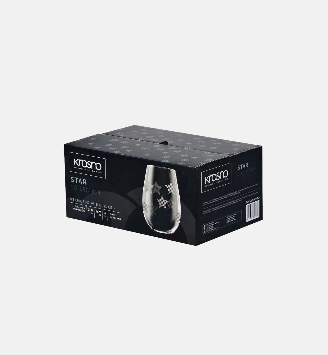 Krosno Star glas uden stilk 500 ml sølvstjerner