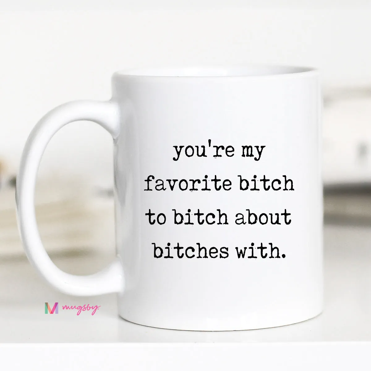 Mugsby Best Friend krus 325 ml hvid typewriter