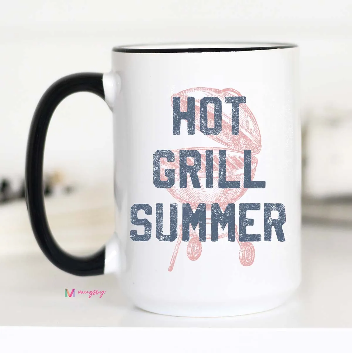 Mugsby Hot Grill Summer krus 325 ml hvid keramik