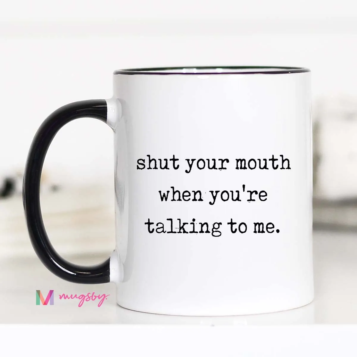 Mugsby Shut Your Mouth krus 325 ml hvid