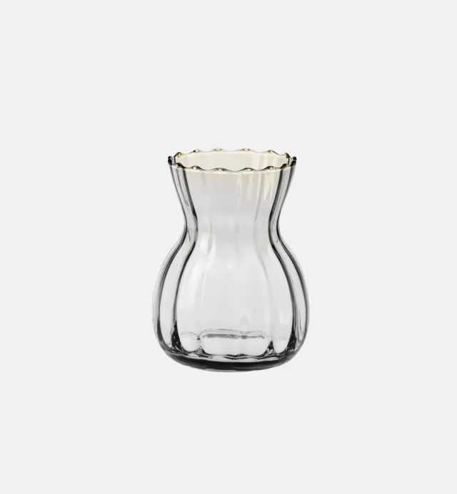 Krosno riflet vase 19 cm gråblå glas