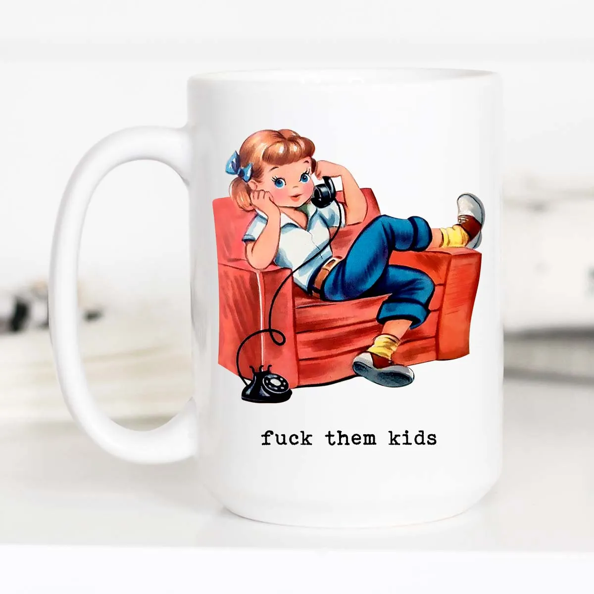 Mugsby Fuck Them Kids kop 325 ml hvid sjov