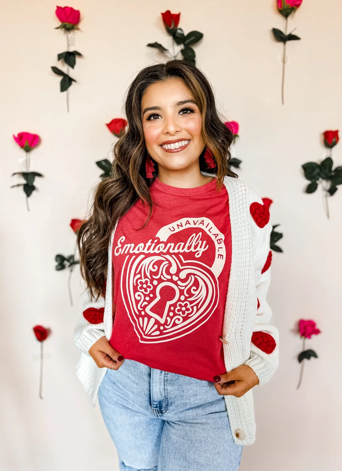 Mugsby Emotionally Unavailable T-shirt rød bomuld
