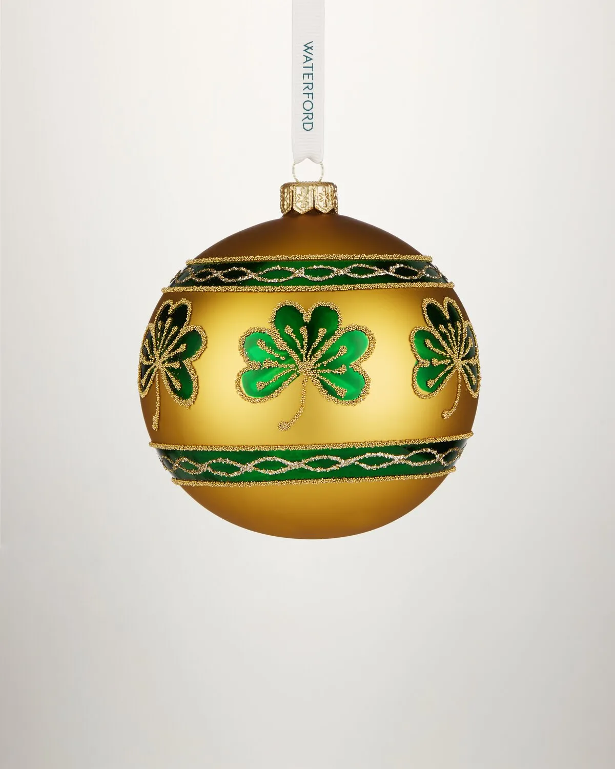 Waterford Holiday Heirlooms Emerald Shamrock julekugle guld grøn