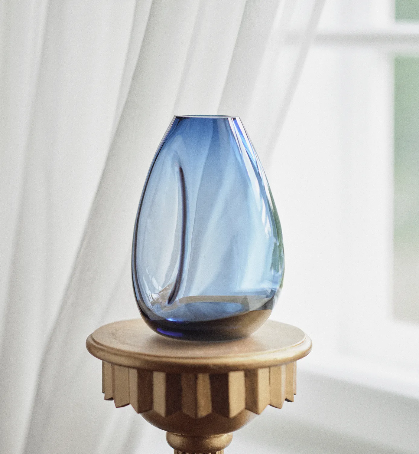 Krosno Flow vase 20 cm navy blyfri krystal