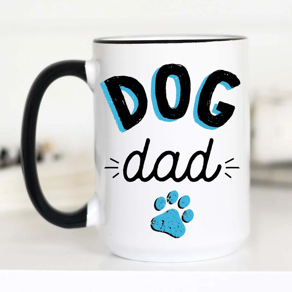 Mugsby Dog Dad krus hvid keramik 325 ml gave