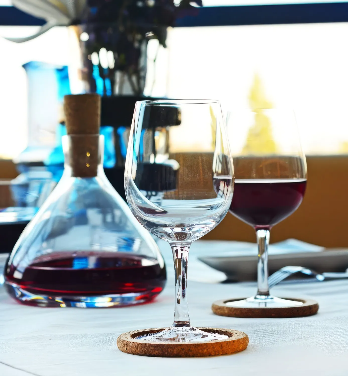 Krosno vinkaraffel med prop 1100 ml klart glas