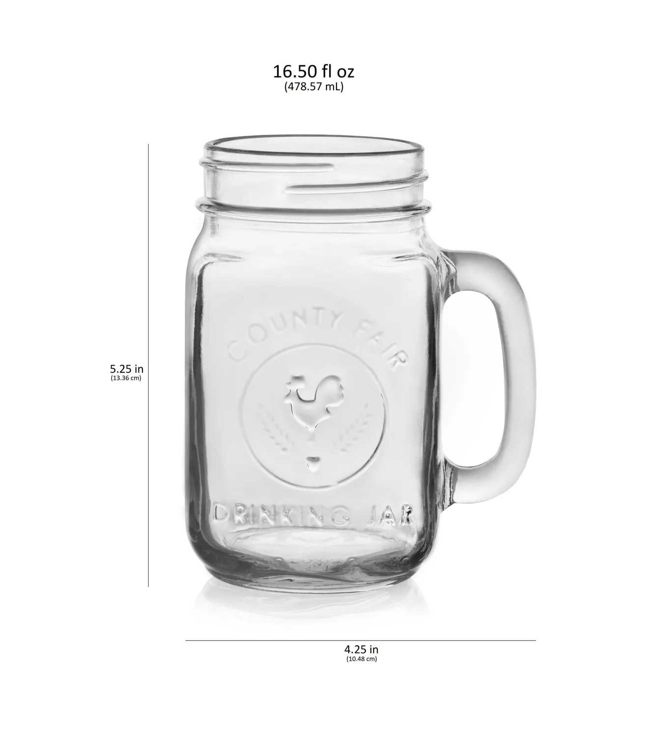 Libbey County Fair drikkeglas med hank 12 stk 488 ml klart glas